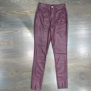 PLT Plum Button Up Faux Leather Skinny Pants